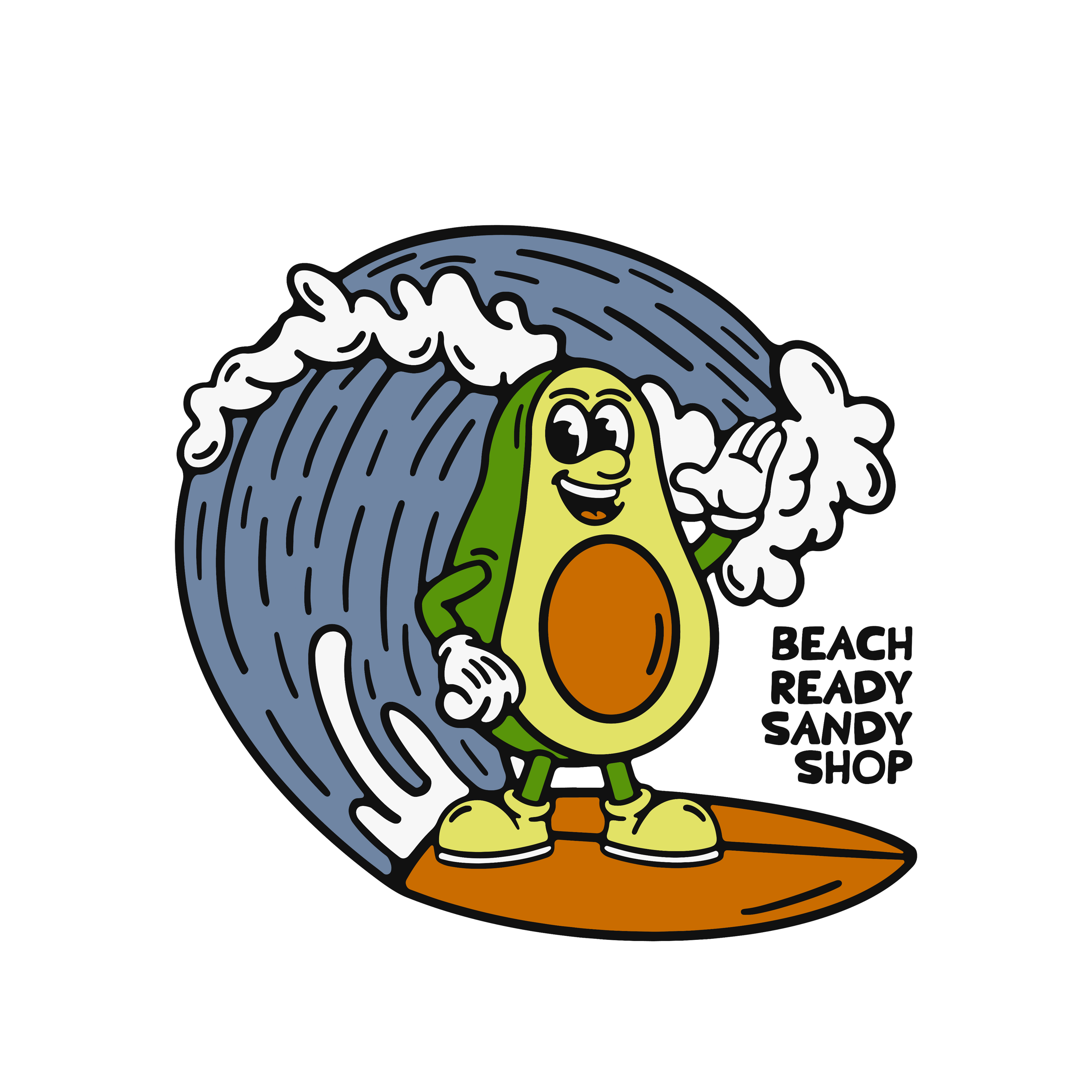 Pitted's beach-ready avocado surfer